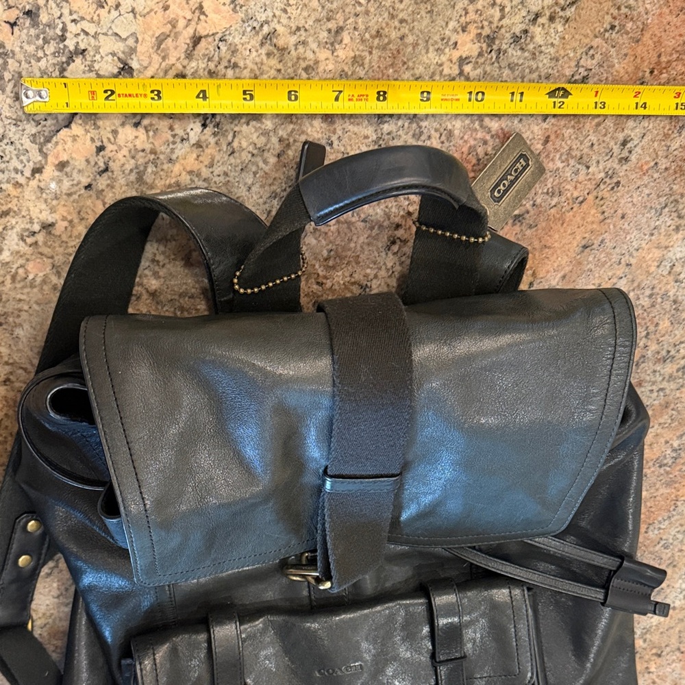 Coach Black Leather Men's Backpack - Picture 5 of 6